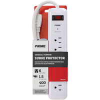 Protecteurs de surtension, 6 Prises, 400 J, 1875 W, Cordon 2' - Prime PB802013-A