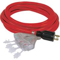 Generator Extension Cord with Quad Tap, STW, 10 AWG, 20 A, 4 Outlet(s), 25' - King Canada K-L1430-25-4T