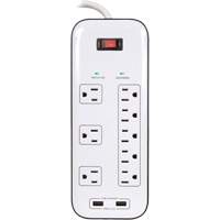 Limiteurs de surtension avec chargeur USB, 8 Prises, 2400 J, 1875 W, Cordon 6' - Prime PB523120