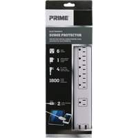 Limiteurs de surtension avec chargeur USB, 6 Prises, 1800 J, 1875 W, Cordon 4' - Prime PB525106