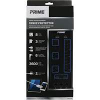 Limiteurs de surtension avec chargeur USB, 8 Prises, 3600 J, 1875 W, Cordon 6' - Prime PB523118