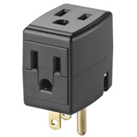 Grounded Triple Cube, 3 Outlet(s), None, 15 Amps, 1875 W, 125 V - Leviton 692-BL