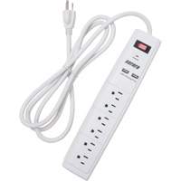 Limiteur de surtension avec chargeur USB, 6 Prises, 1200 J, 1875 W, Cordon 6' - Outils Aurora 