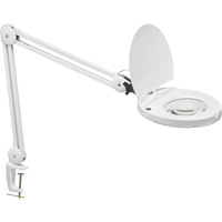 Lampe loupe DEL avec support en A, Dioptrie 3, Ampoule DEL, Bras de 47", Pinces serre-joints, Blanc - Dainolite Ltd DMLED10-A-WH