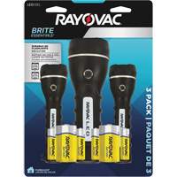 Ensemble de lampes de poche robustes caoutchout&eacute;es Brite Essentials, DEL, 40/26 lumens, Piles D/AA - Rayovac BER2AA2D-B3TA