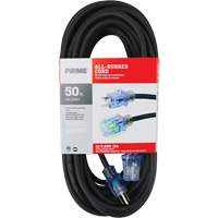 All-Rubber Extension Cord, Outdoor, SJOOW, 12/3 AWG, 15 A, 50' - Prime SEEC732830