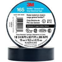 Ruban isolant en vinyle &agrave; usage g&eacute;n&eacute;ral Temflex 165, 19 mm (3/4") x 18 m (60'), Noir, 6 mils - 3M 165BK4A