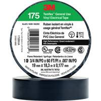 Ruban isolant en vinyle &agrave; usage g&eacute;n&eacute;ral Temflex 175, 19 mm (3/4") x 18 m (60'), Noir, 7 mils - 3M 175BK4A