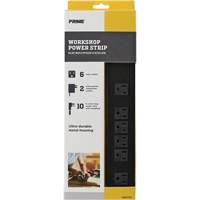 Bloc multiprise pour atelier en m&eacute;tal, 6 Prise(s), 10', 15 A, 1875 W, 125 V - Prime PB801120A