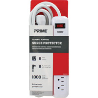Protecteurs de surtension, 6 Prises, 1000 J, 1875 W, Cordon 8' - Prime PB802126