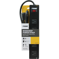 Bloc multiprise pour atelier en m&eacute;tal, 6 Prise(s), 3', 15 A, 1875 W, 125 V - Prime PB801123A