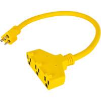 Extension Power Adapter, Outdoor, STOW, 12/3 AWG, 15 A, 3 Outlet(s), 2' - Aurora Tools 