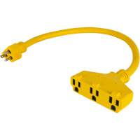 Extension Power Adapter, Outdoor, STOW, 12/3 AWG, 15 A, 3 Outlet(s), 2' - Aurora Tools 