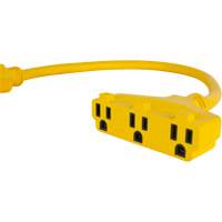Extension Power Adapter, Outdoor, STOW, 12/3 AWG, 15 A, 3 Outlet(s), 2' - Aurora Tools 