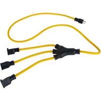 W-Style Power Adapter, Outdoor, STOW, 12/3 AWG, 15 A, 3 Outlet(s), 2' - Aurora Tools 