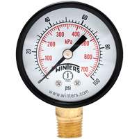 Manom&egrave;tre &eacute;conomique,  2", 0 - 100 psi, Fixation inf&eacute;rieure, Analogique - Winters PEM202