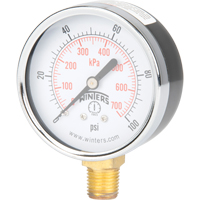 Manom&egrave;tre,  2-1/2", 0 - 100 psi, Fixation inf&eacute;rieure, Analogique - Winters PEM214