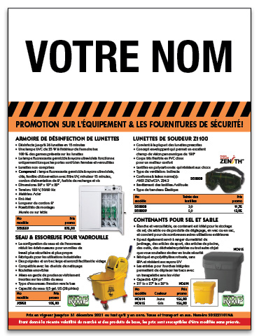 Circulaire sur l'équipement & les fournitures de sécurité