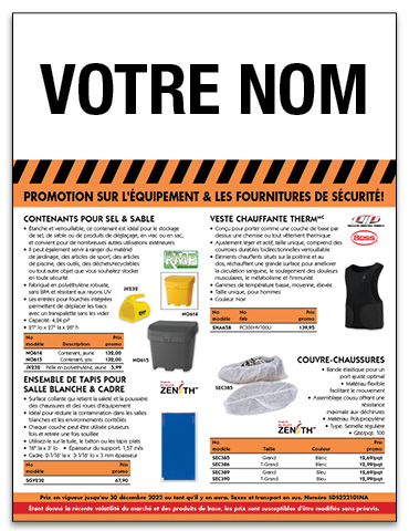 Circulaire sur l'équipement & les fournitures de sécurité