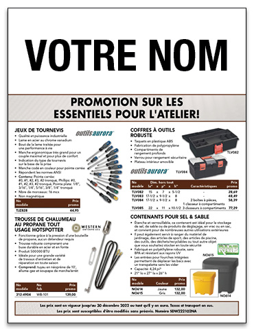 Circulaire sur les essentiels pour l'atelier