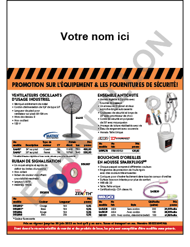 Circulaire sur l'équipement & les fournitures de sécurité