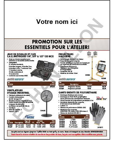 Circulaire sur les essentiels pour l'atelier