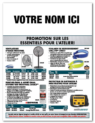 Circulaire sur les essentiels pour l'atelier