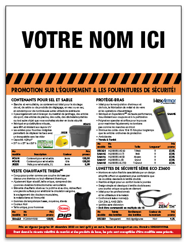 Circulaire sur l'équipement & les fournitures de sécurité