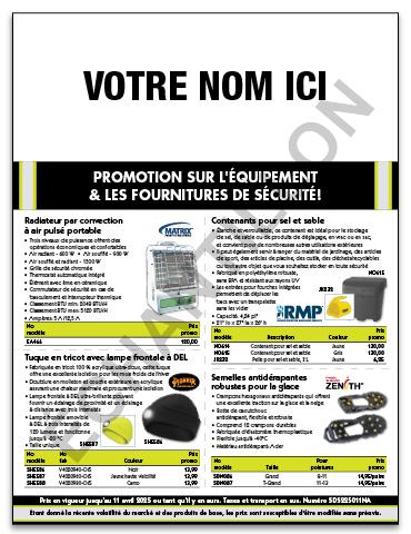 Circulaire sur l'équipement & les fournitures de sécurité