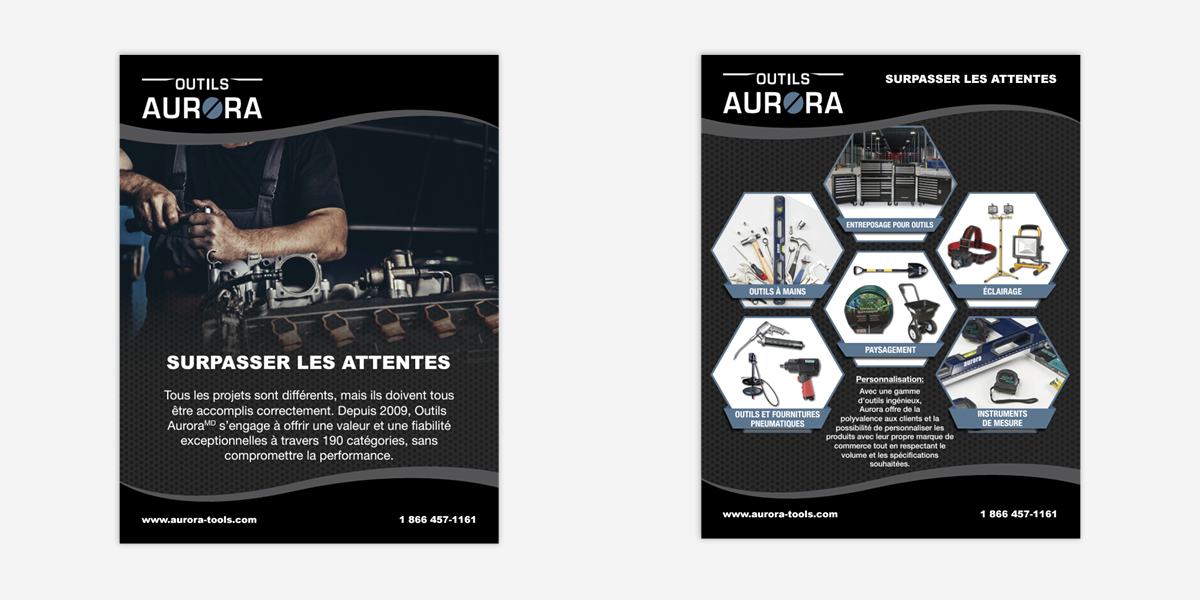 Carte de gamme de produits d'outils Aurora